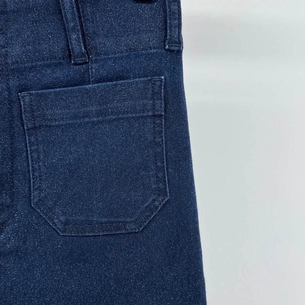 Maeve Colette Sparkle Denim Pants Womens 26 Blue Cropped Wide Leg Anthropologie - Picture 2 of 9